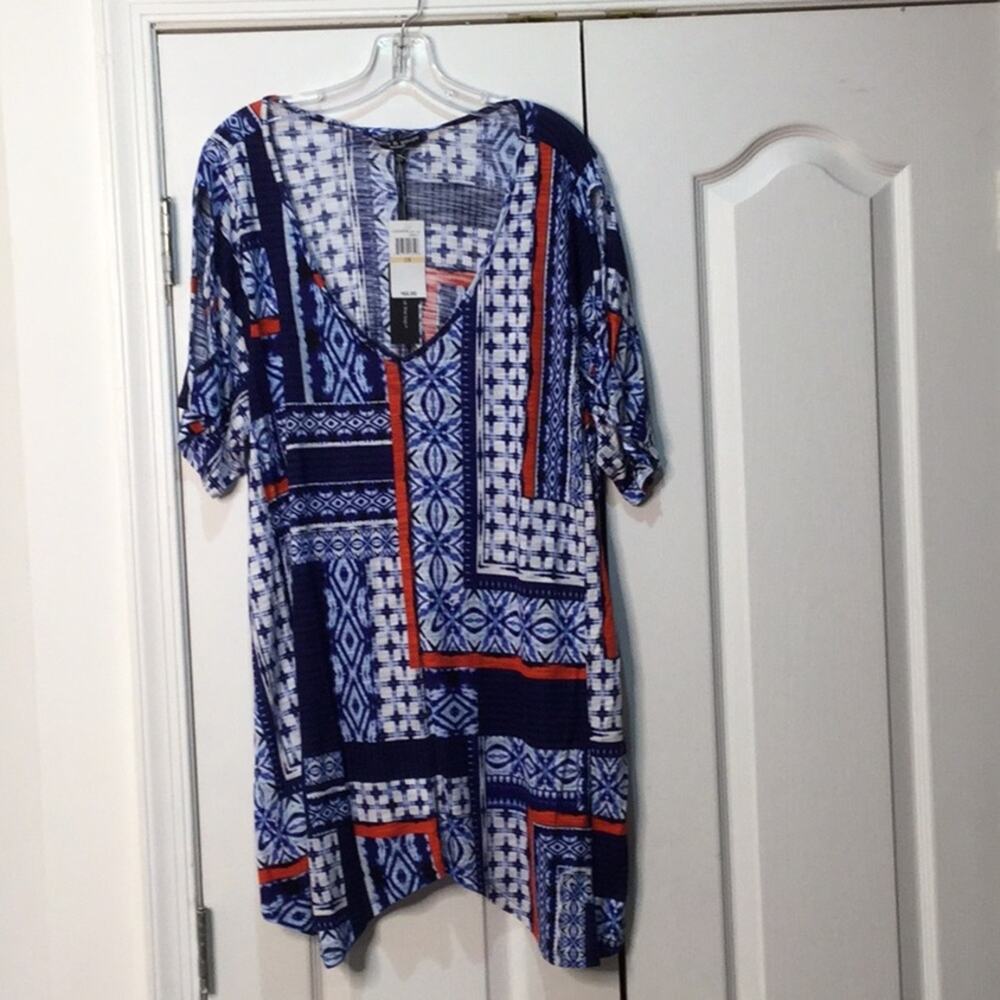Cable & gauge 2x blue red asymmetrical hem NWT
